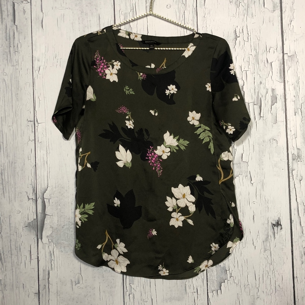 Banana Republic Green Floral Print Top Sz XS EUC